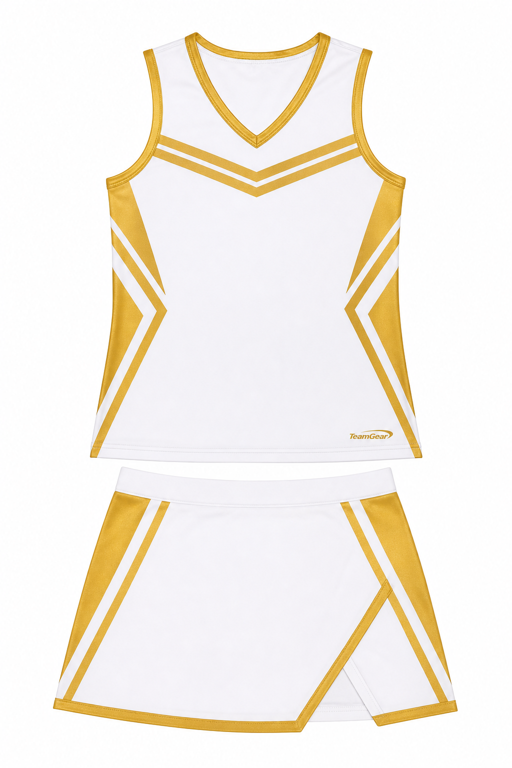 White and Gold Cheerleading Uniform design
