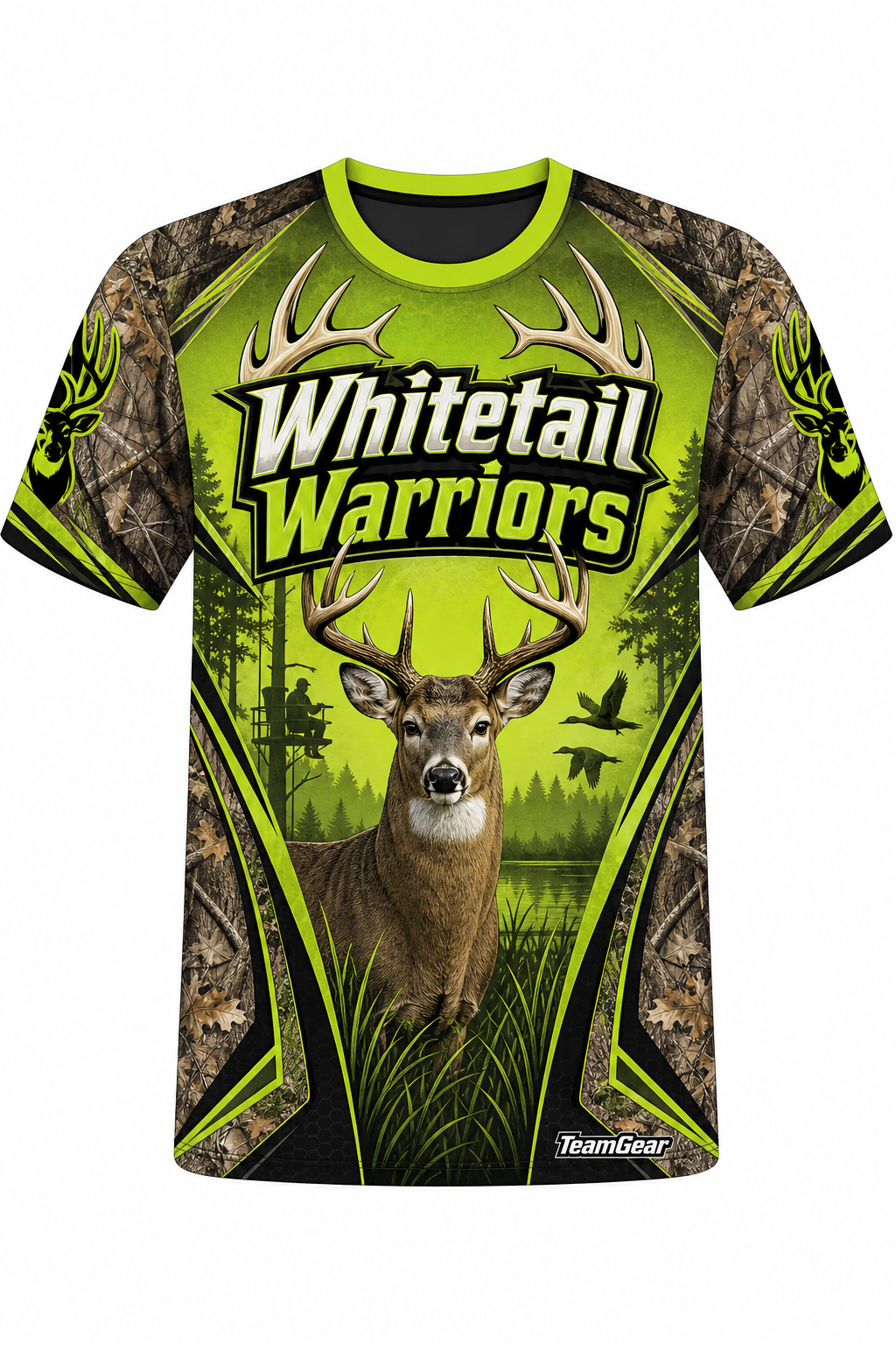 Whitetail Warriors Lime Hunting Jersey design