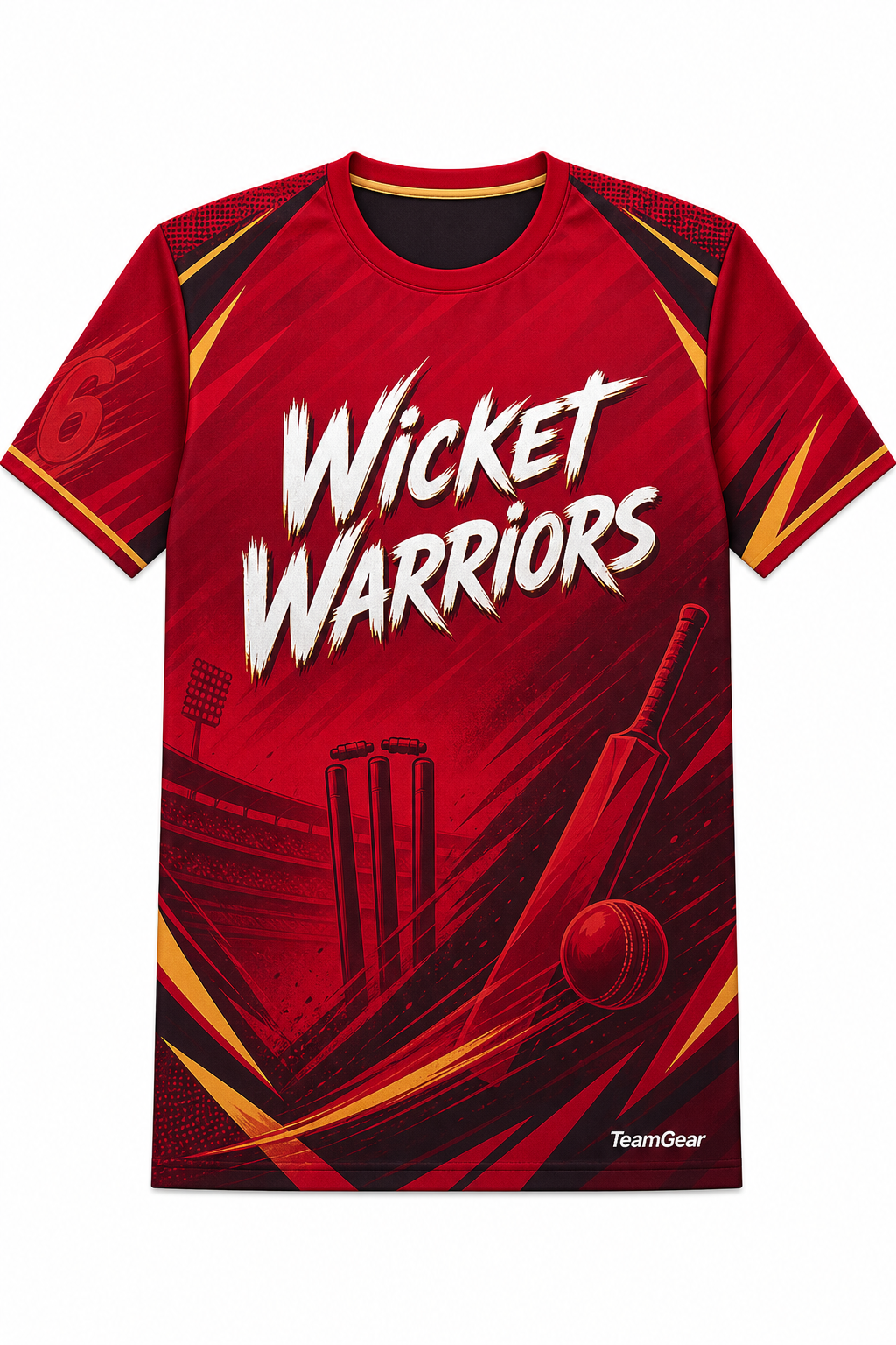 Wicket Warriors Crimson Cricket Jersey design