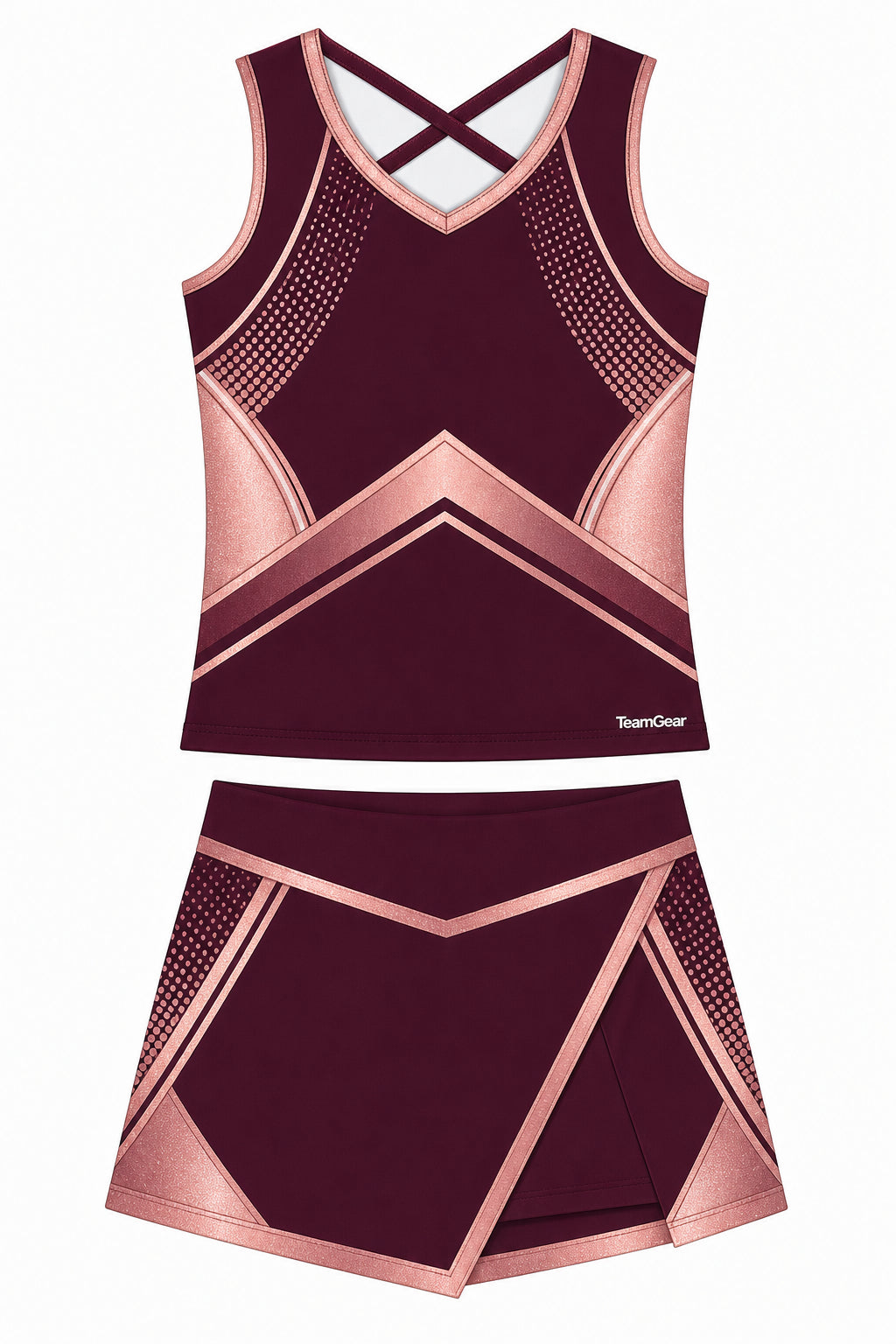 Wine and Rose Gold Cheerleading Uniform design