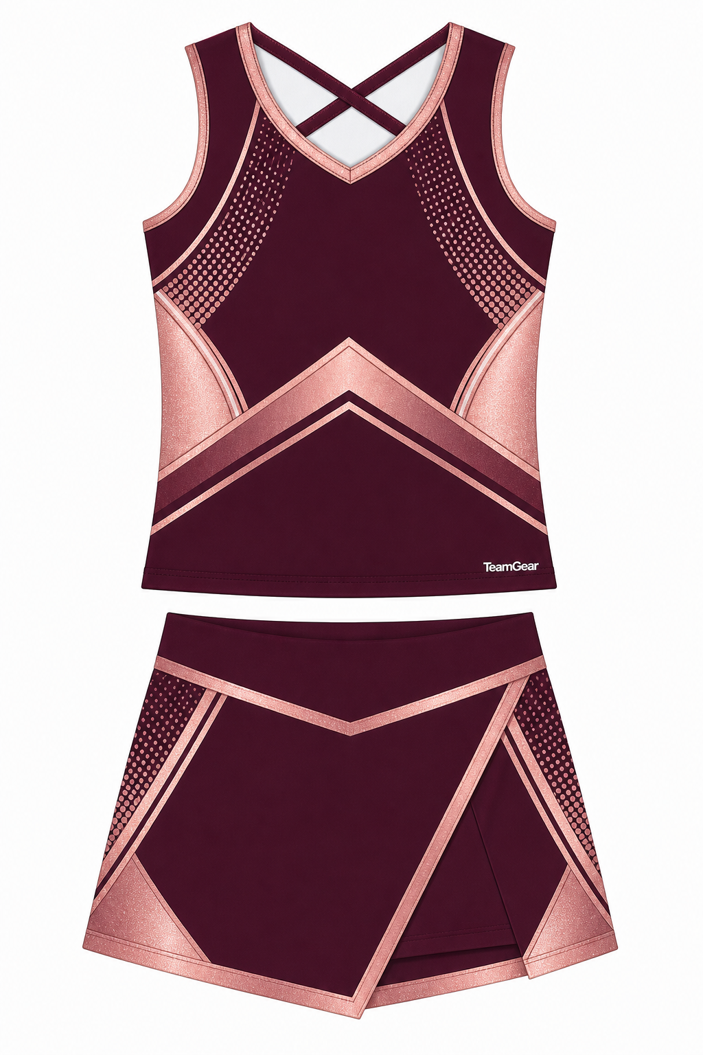 Wine and Rose Gold Cheerleading Uniform design