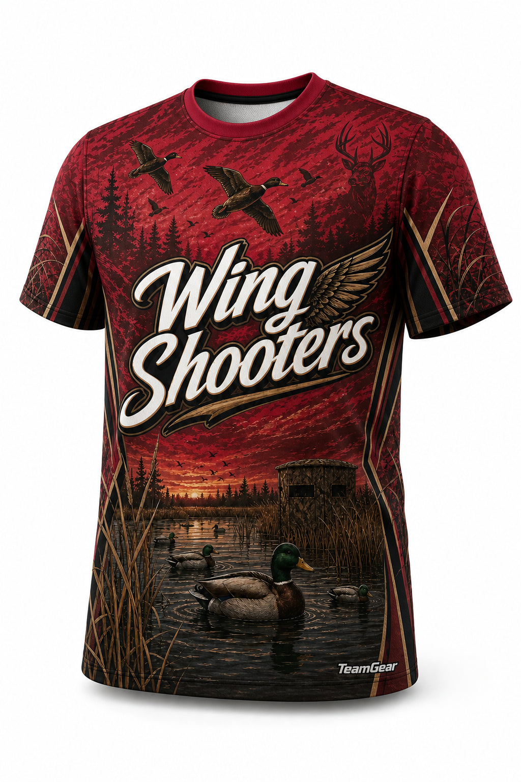 Wing Shooters Crimson Hunting Jersey - front and back view