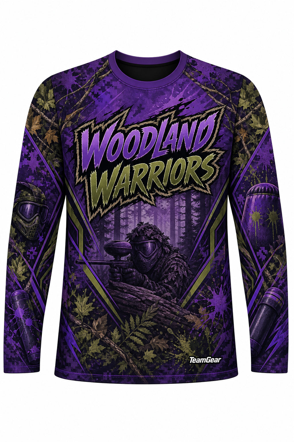 Woodland Warriors Purple Long Sleeve Paintball Jersey design