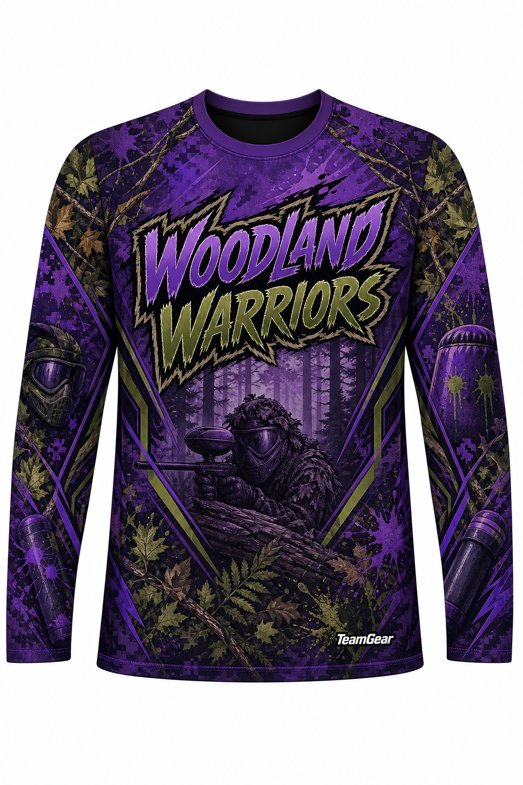 Woodland Warriors Purple Long Sleeve Paintball Jersey design