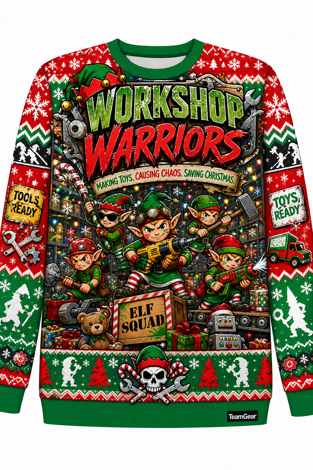 Workshop Warriors Ugly Christmas Sweater design
