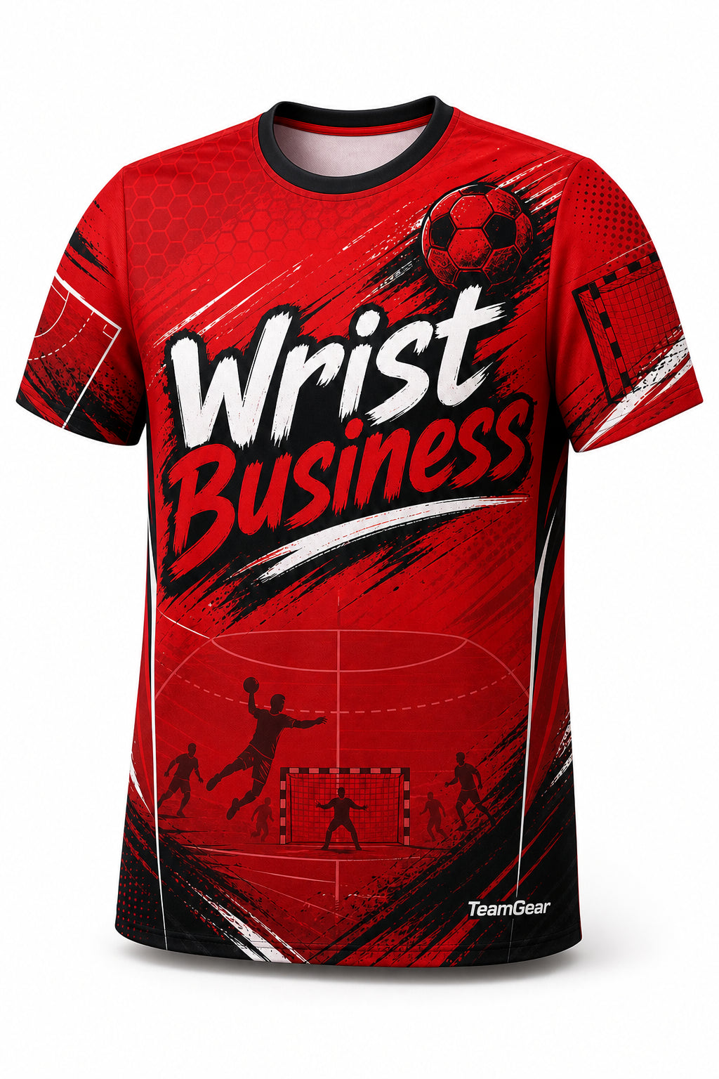 Wrist Business Red Handball Jersey - front and back view