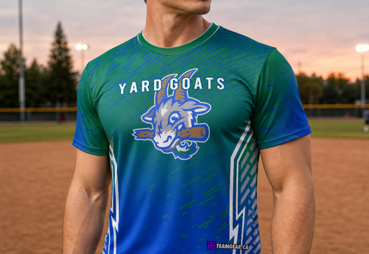 Yard Goats Softball Jersey — custom softball jersey worn on model — TeamGear Canada