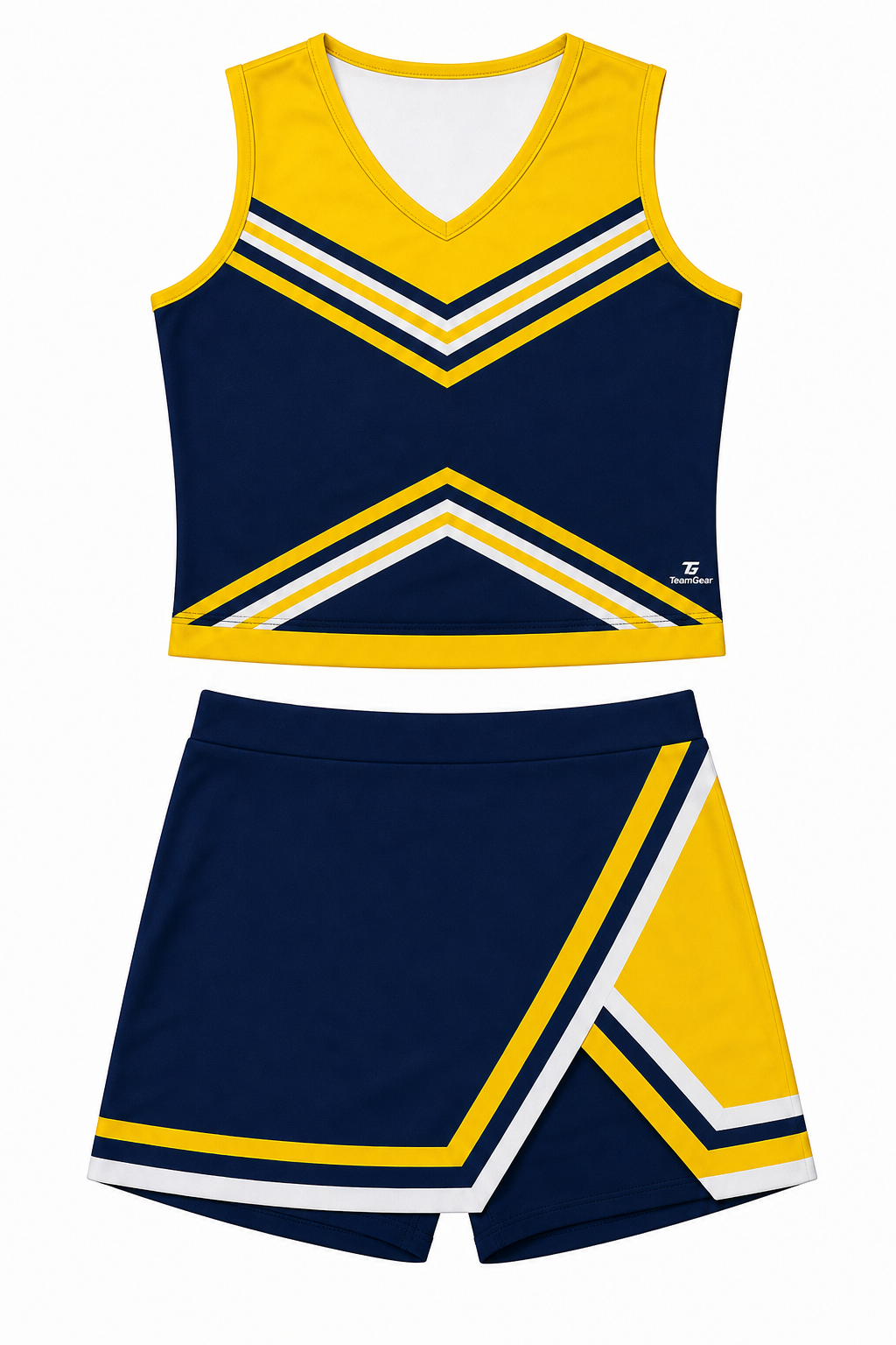 Yellow and Navy Cheerleading Uniform design
