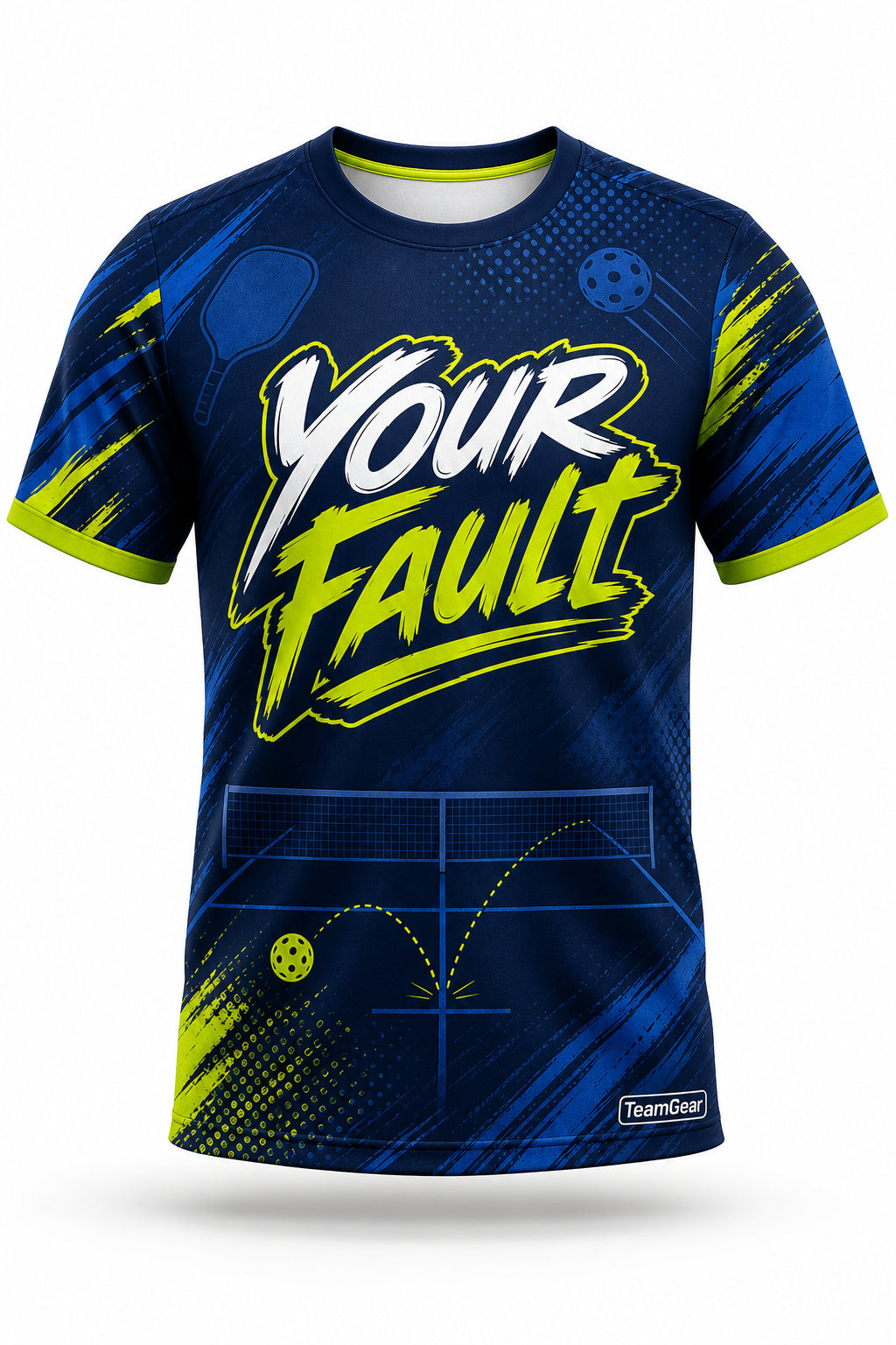 Your Fault Navy Pickleball Jersey - front and back view