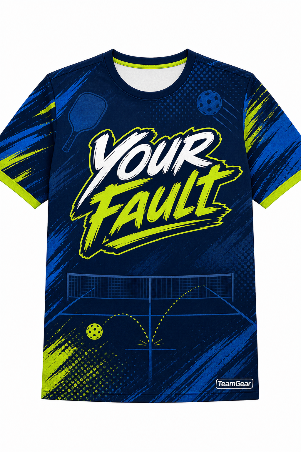 Your Fault Navy Pickleball Jersey with name and number