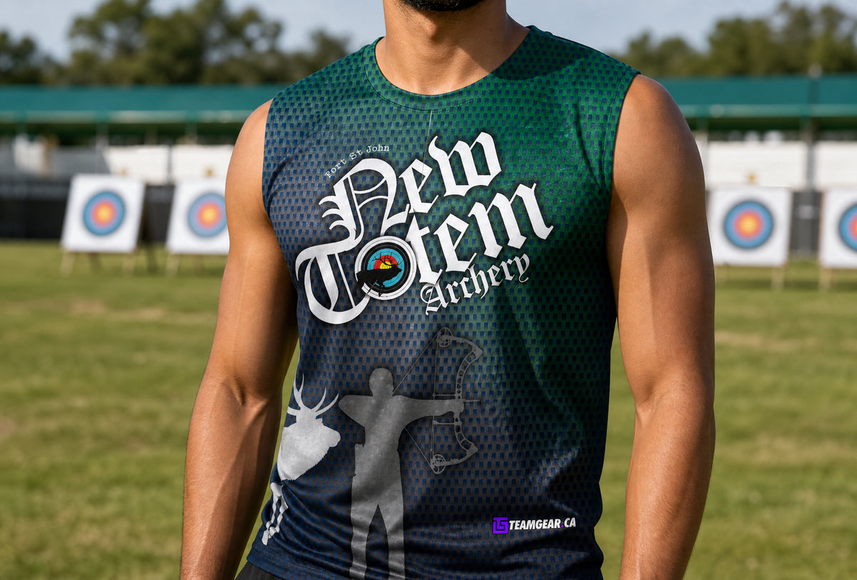 YOUTH Archery Zip-Neck Jersey — custom archery jersey worn on model — TeamGear Canada