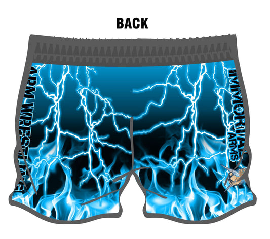 back view of Immortal Arms gym shorts